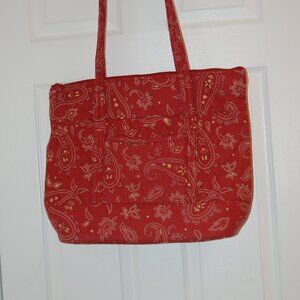No Name/No Tag Rose/Beige Paisley Quilted Large Tote Bag